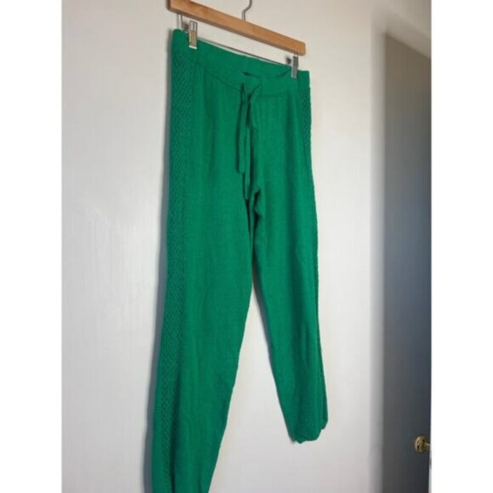 NEW Monrow Drawstring Boucle Knit Vintage Sweatpants Green Size: Small - Picture 3 of 7